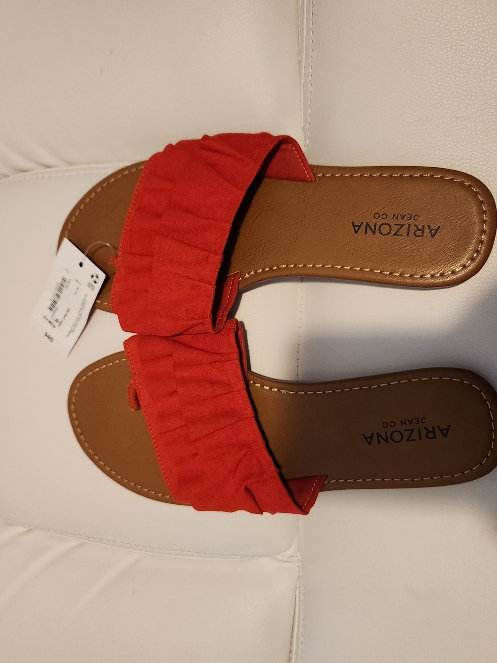 Arizona Jean Company Red Ruffle Slide Sandals